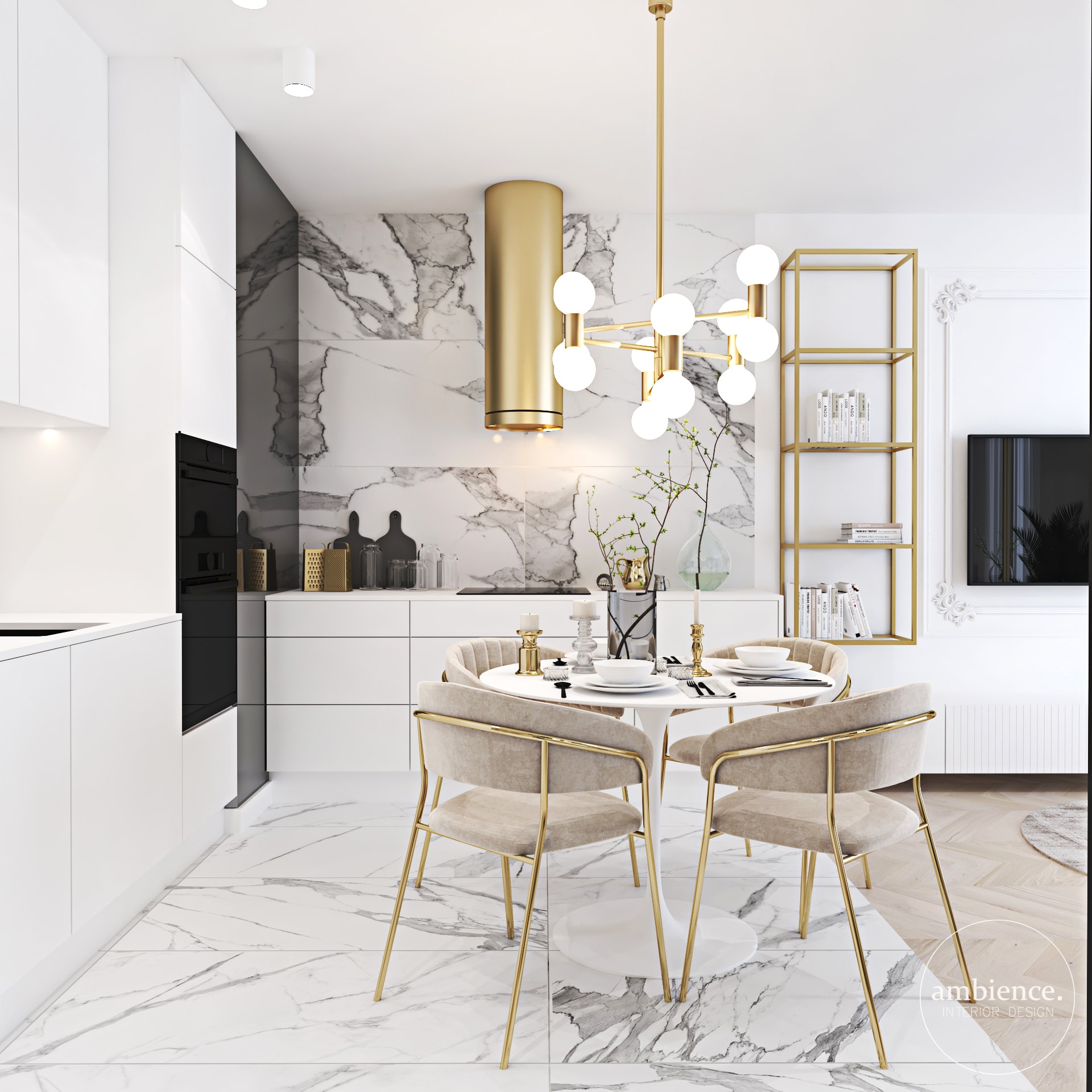 Wnętrza w bieli i złocie