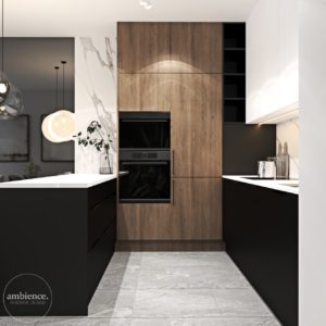 nowoczesna kuchnia z drewnem